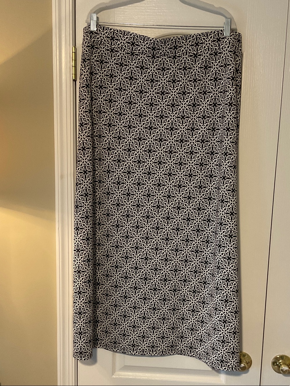 Talbots Black and White Geometric Maxi Skirt